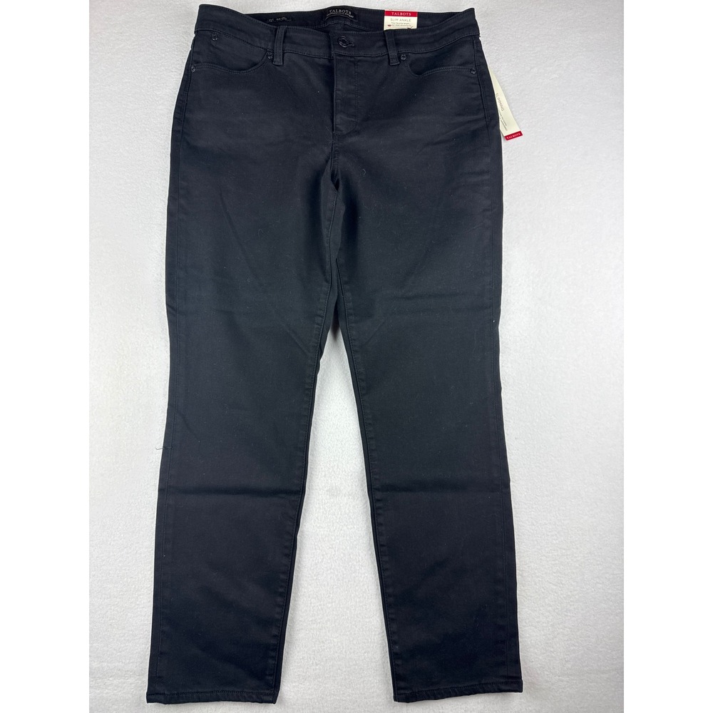 Talbots Flawless Five-Pocket Slim Ankle Jeans Black Size 12 NWT Slimming Panel